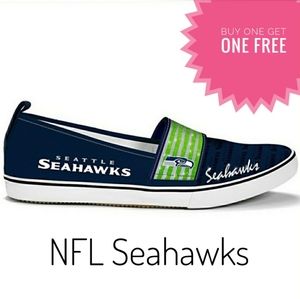 Seattle Seahawks NFL Slip-on Blue Canvas Sneakers Size 6.5 New In Box